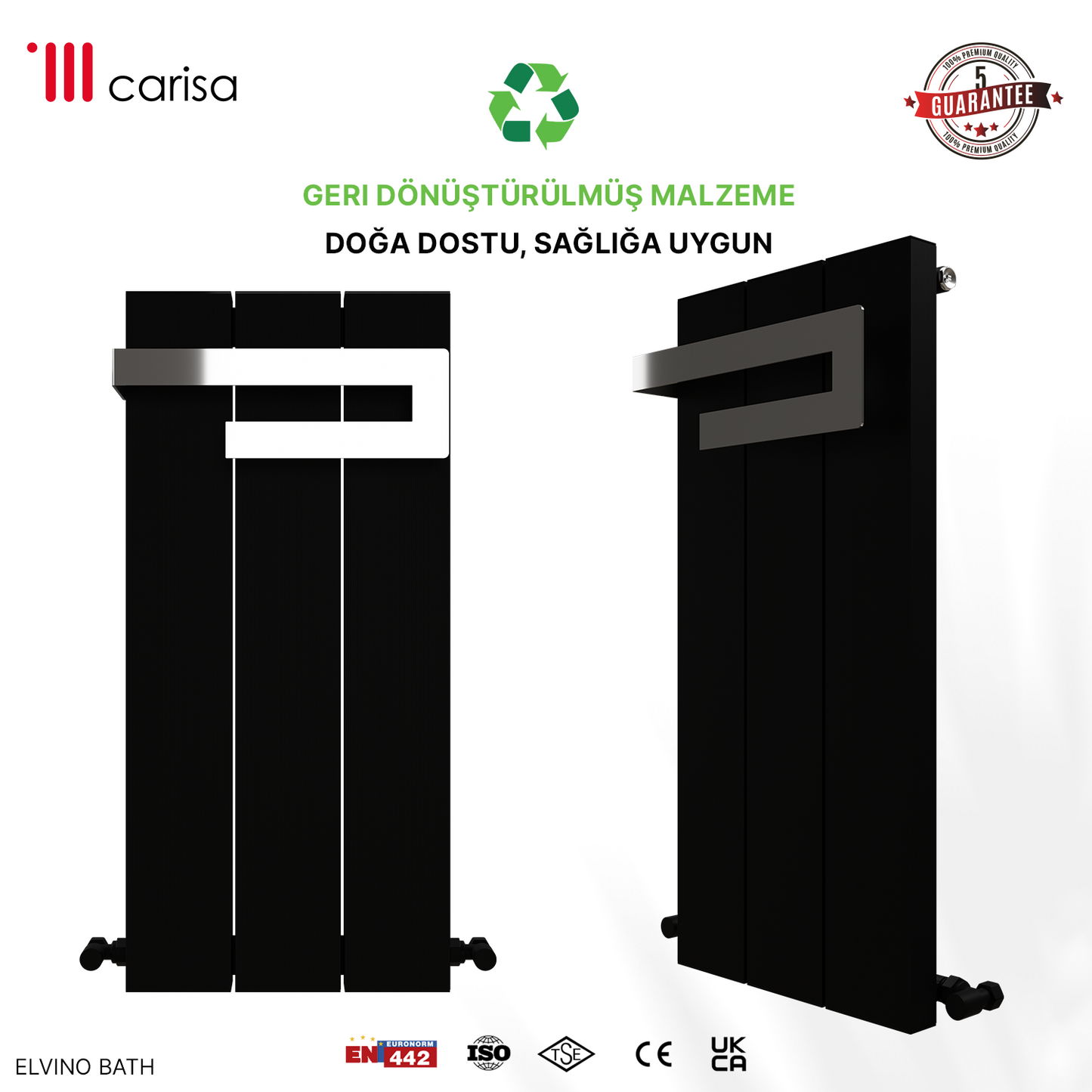 Carisa Elvino Bath Alüminyum Havlupan Modern Tasarım Siyah