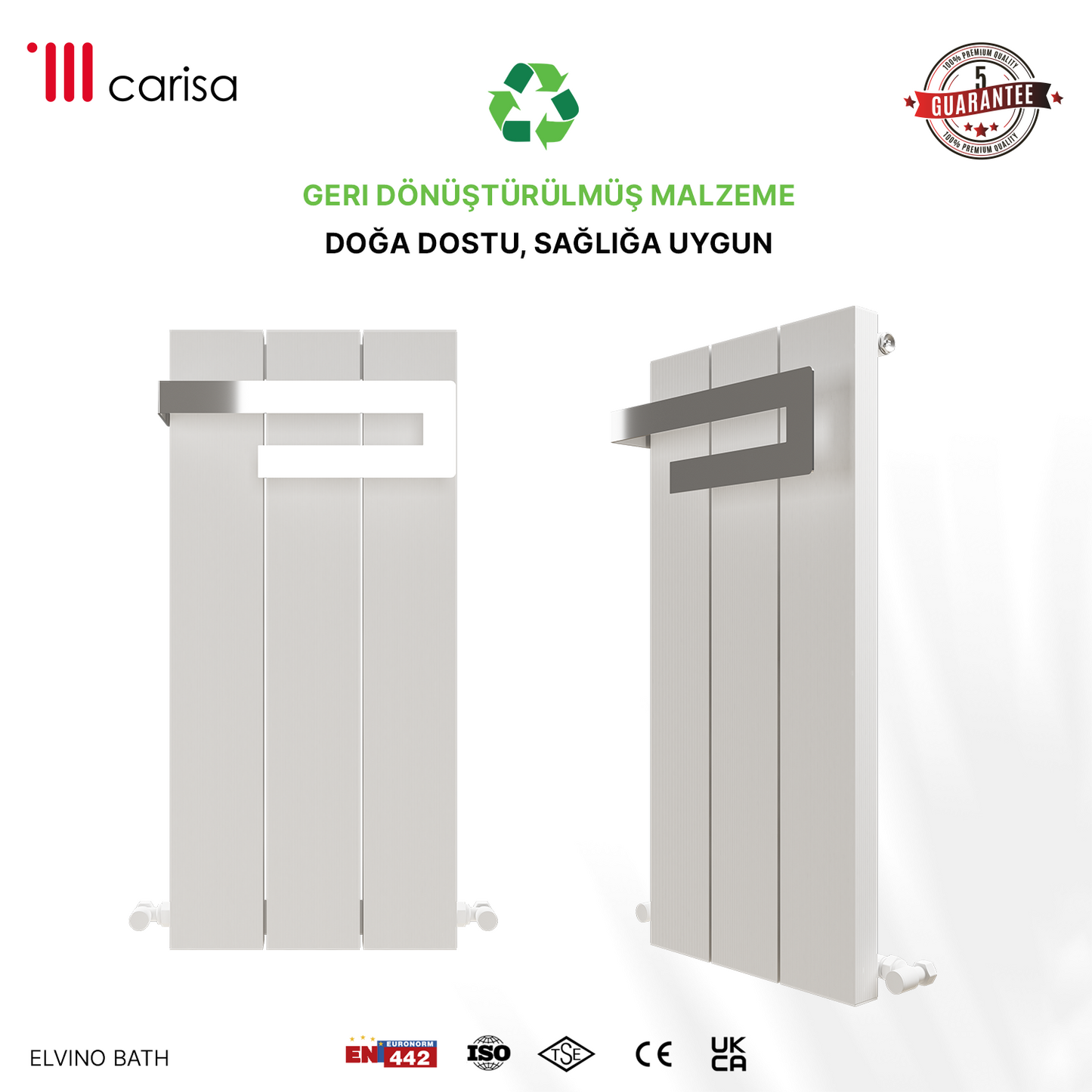 Carisa Elvino Bath Alüminyum Havlupan Modern Tasarım Beyaz