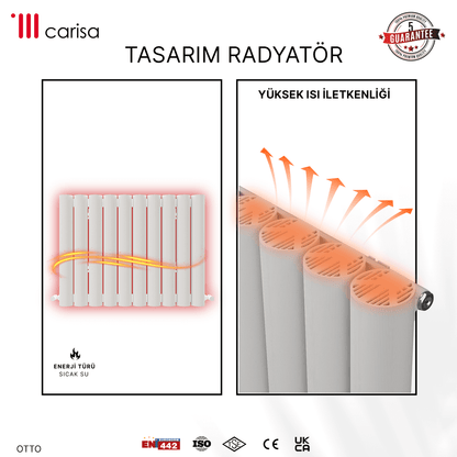 Carisa Otto Yatay Alüminyum Radyatör Modern Tasarım Beyaz