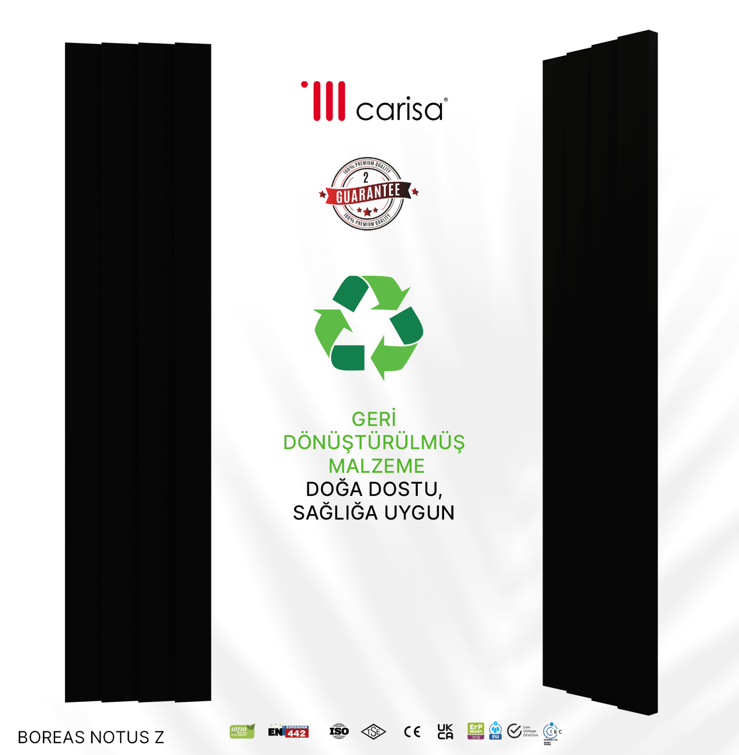 Carisa Notus Z Dikey Elektrikli Radyatör Modern Tasarım Siyah