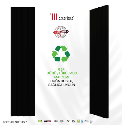 Carisa Notus Z Dikey Elektrikli Radyatör Modern Tasarım Siyah