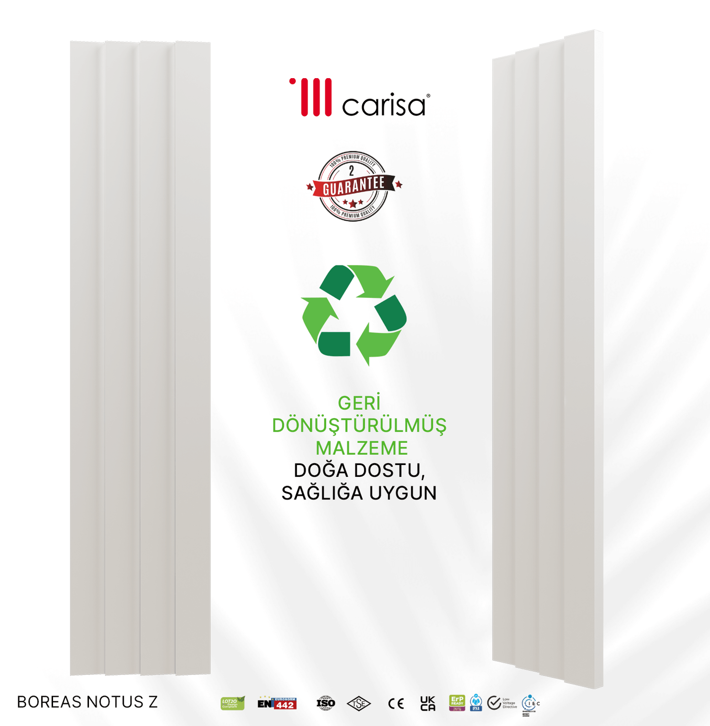 Carisa Notus Z Dikey Elektrikli Radyatör Modern Tasarım Beyaz