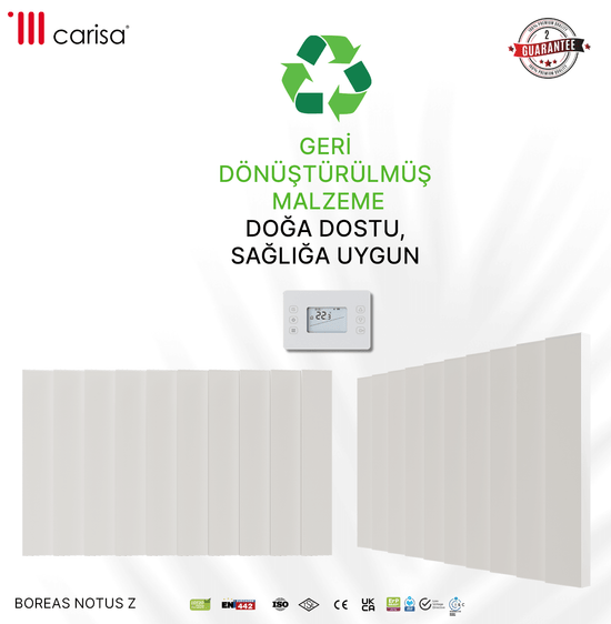 Carisa Notus Z Yatay Elektrikli Radyatör Modern Tasarım Beyaz