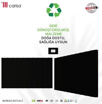 Carisa Notus Z Yatay Elektrikli Radyatör Modern Tasarım Siyah