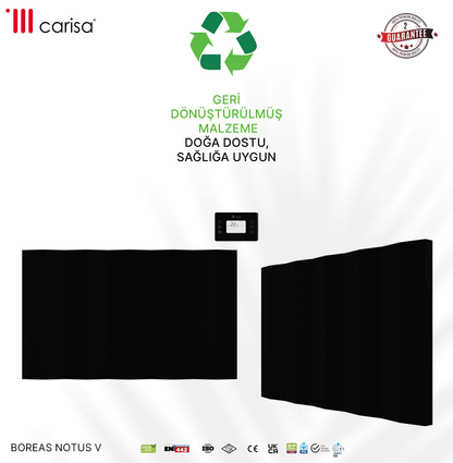 Carisa Notus V Yatay Elektrikli Radyatör Modern Tasarım Siyah