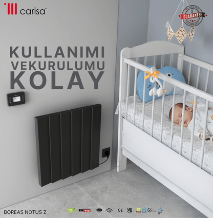 Carisa Notus Z Yatay Elektrikli Radyatör Modern Tasarım Siyah