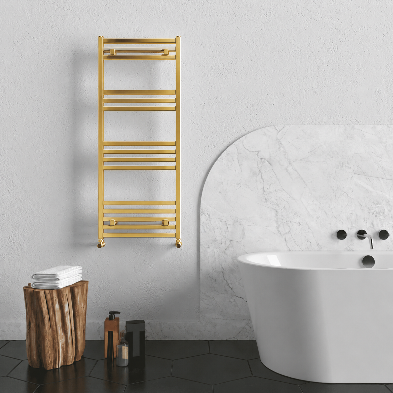 Carisa FAME 0700*0500*10/METALİK GOLD/STANDART BAĞLANTI(İKİ YAN-ALT-ÜST-ÇAPRAZ)/ALÜMİNYUM HAVLUPAN/BANYO RADYATÖRÜ