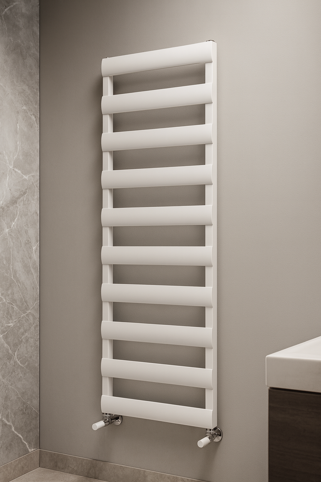 Carisa Alya Bath Alüminyum Havlupan 0700 x 0475 mm 8 Dilim Parlak Beyaz Standart Bağlantı