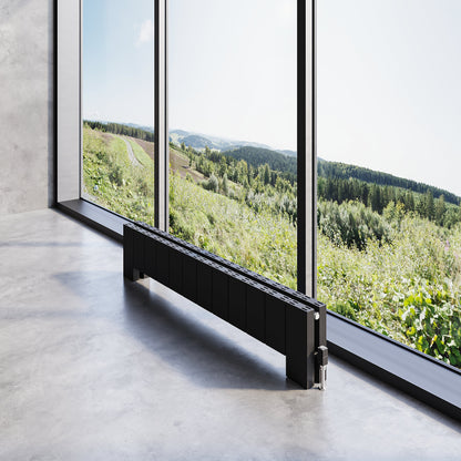 Carisa Elvino Floor Yatay Alüminyum Radyatör Modern Tasarım Siyah