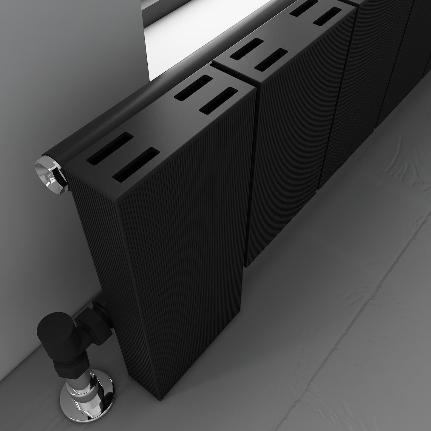 Carisa Elvino Floor Yatay Alüminyum Radyatör Modern Tasarım Siyah