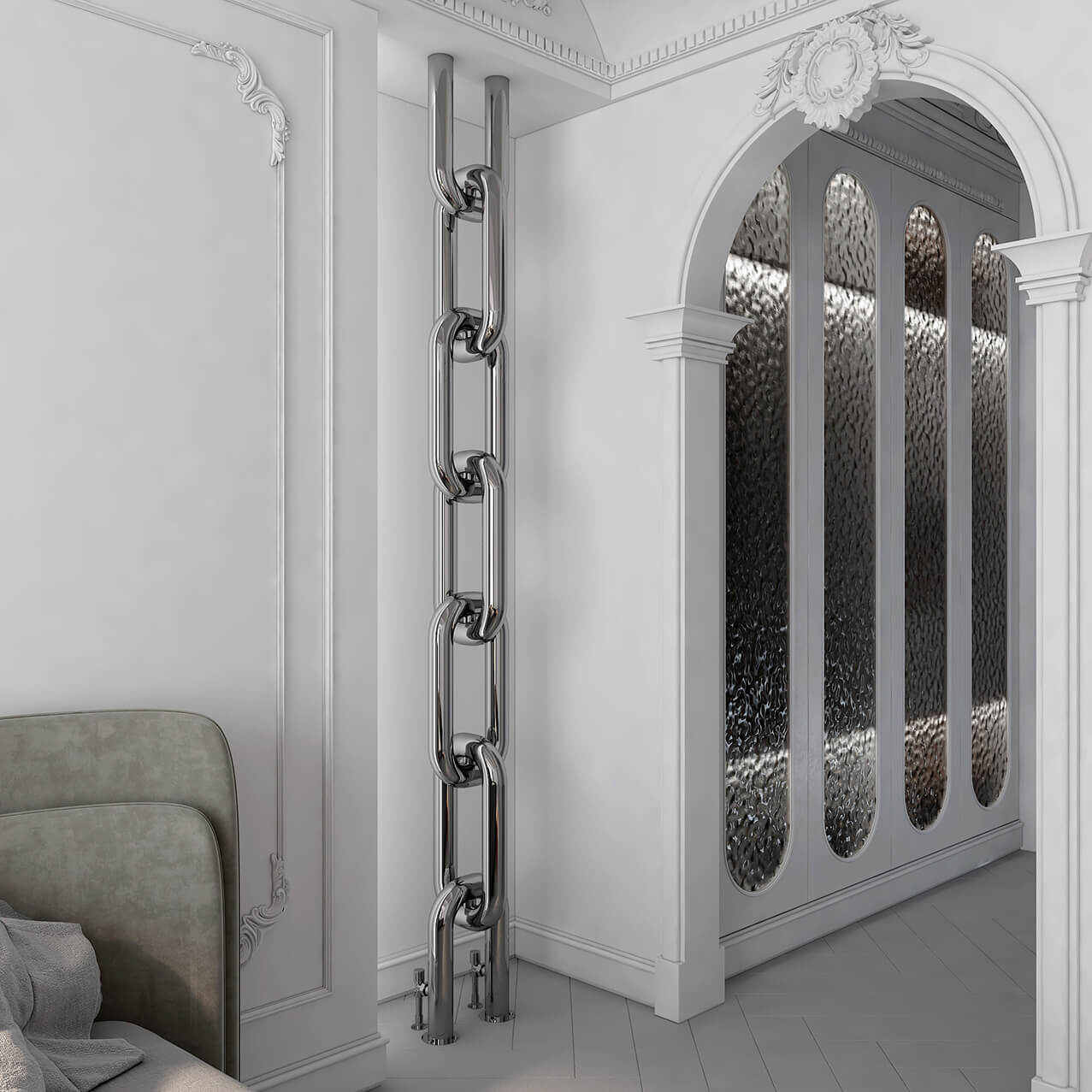 Carisa Link Floor Dikey Paslanmaz Çelik Radyatör Modern Tasarım Ayna Polisaj