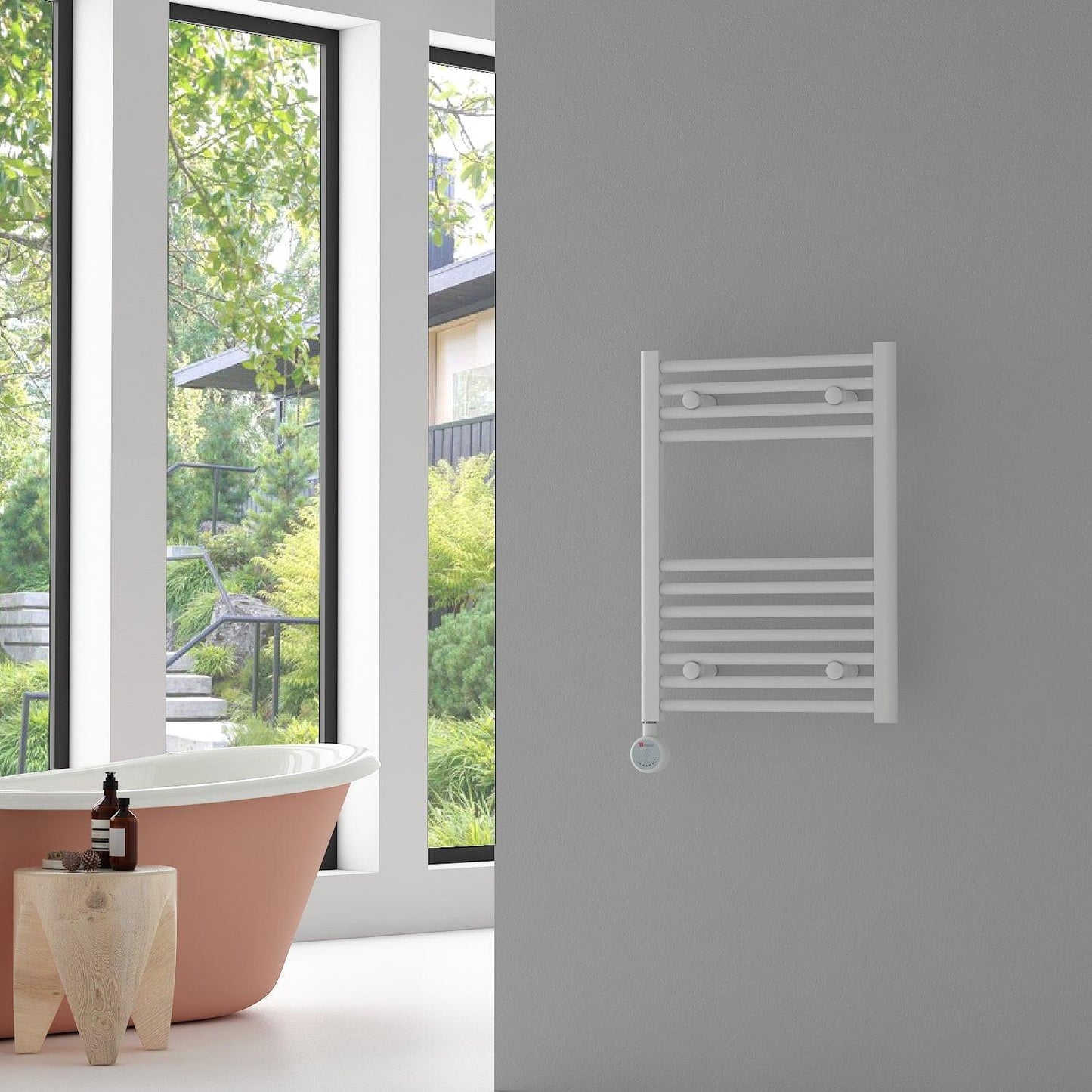 Carisa Nile Elektrikli Çelik Havlupan Beyaz Dijital Fişli Kit - 68x45 cm (300 watt)