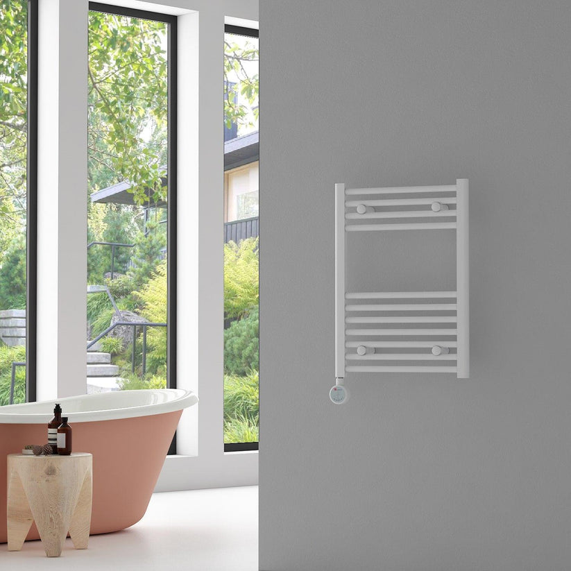 Carisa Nile Elektrikli Çelik Havlupan Beyaz Dijital Fişli Kit - 68x45 cm (300 watt)