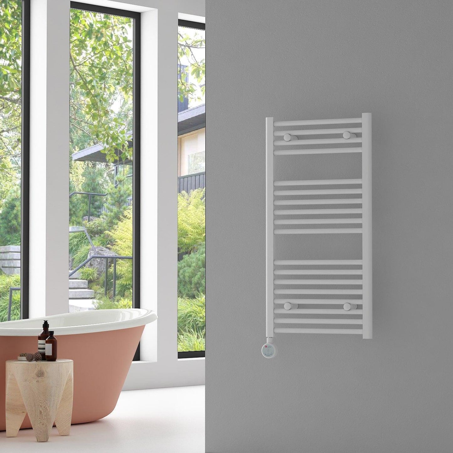 Carisa Nile Elektrikli Çelik Havlupan Beyaz Dijital Fişli Kit - 120×60 cm (500 watt)