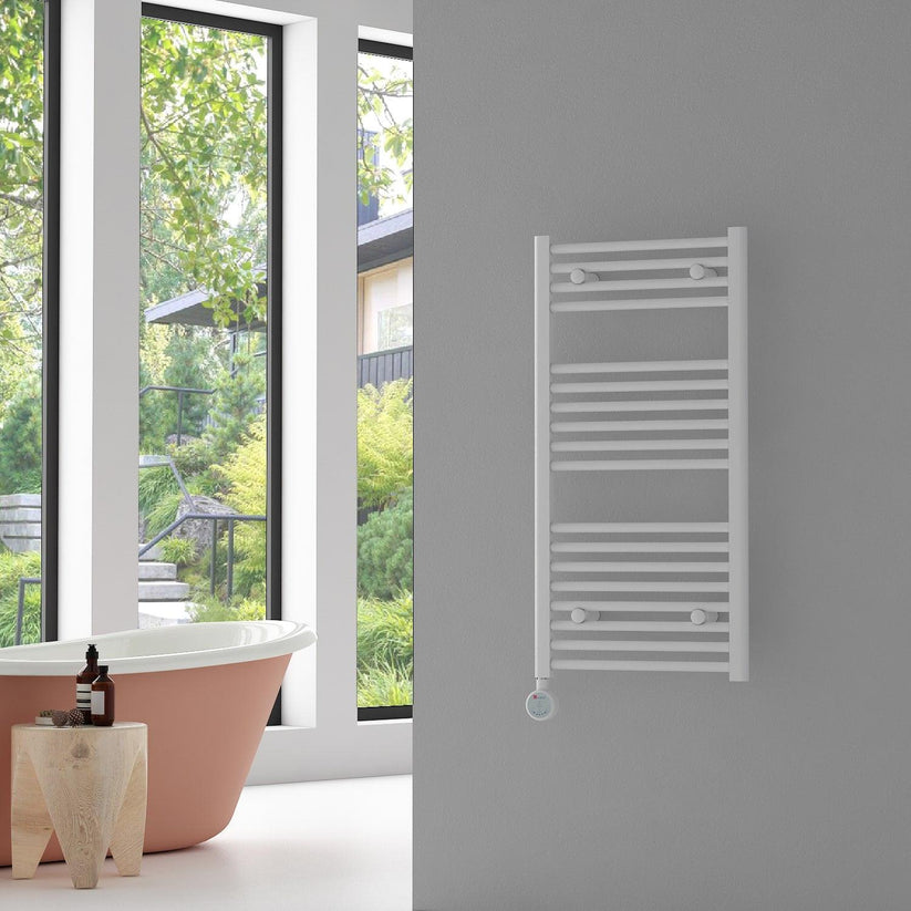 Carisa Nile Elektrikli Çelik Havlupan Beyaz Dijital Fişli Kit - 120×60 cm (500 watt)