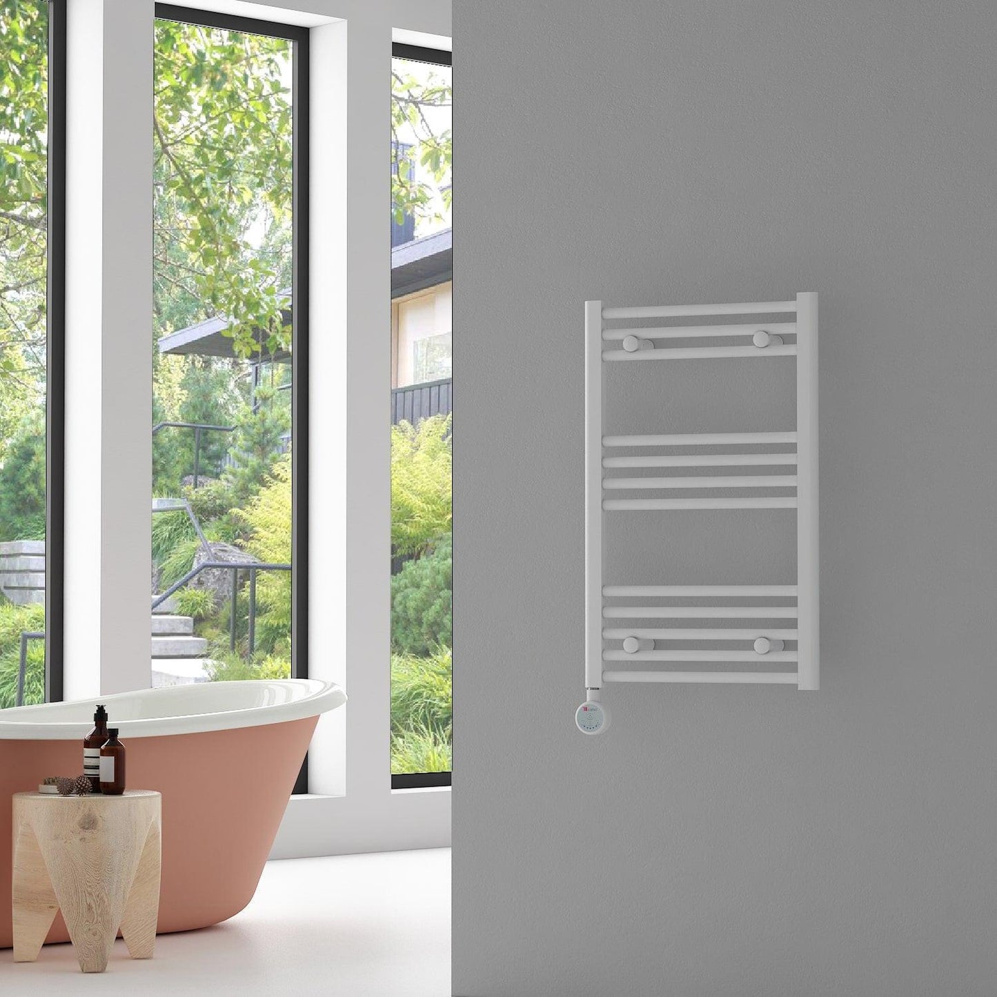 Carisa Nile Elektrikli Çelik Havlupan Beyaz Dijital Fişli Kit - 112x50 cm (400 watt)