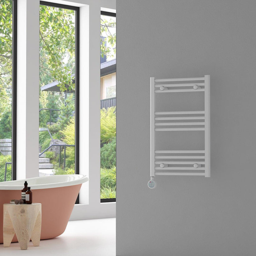 Carisa Nile Elektrikli Çelik Havlupan Beyaz Dijital Fişli Kit - 112x50 cm (400 watt)