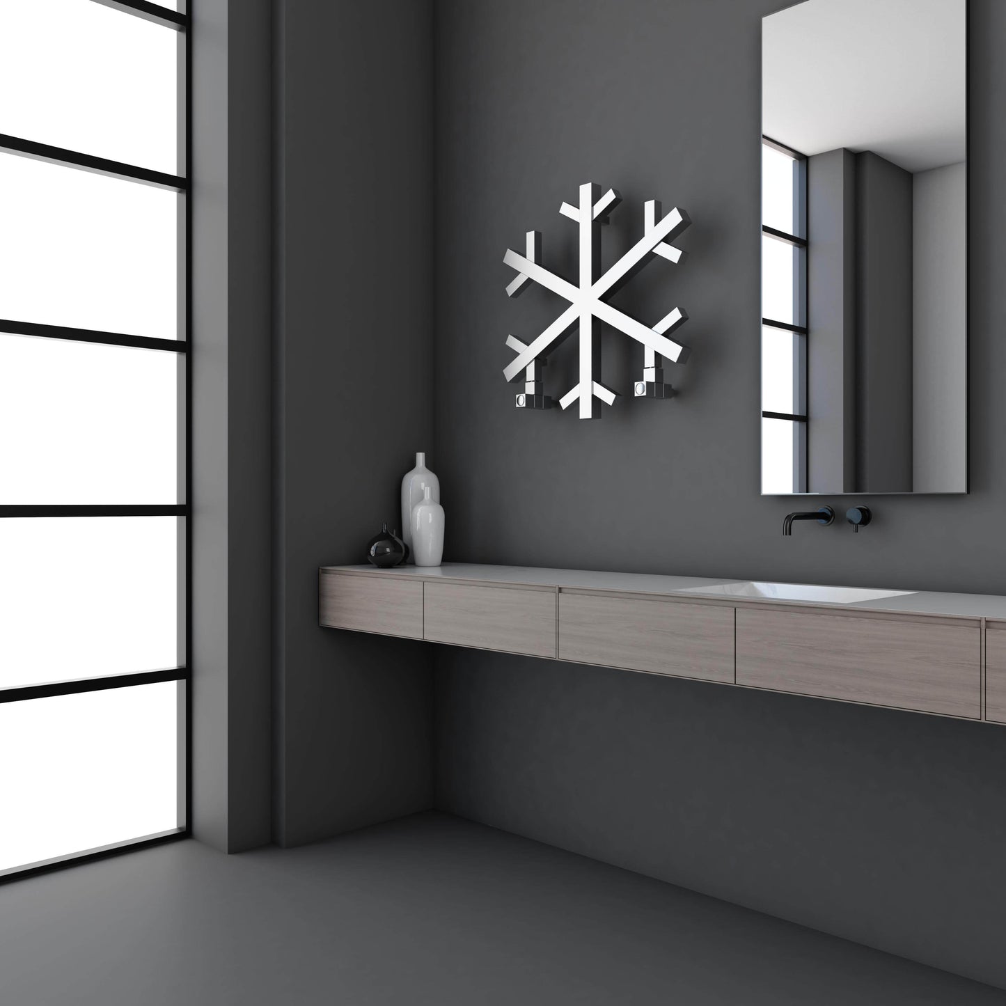 Carisa Snowflake Paslanmaz Çelik Havlupan Modern Tasarım Ayna Polisaj