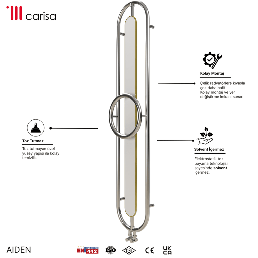Carisa Aiden Paslanmaz Çelik Havlupan Modern Tasarım Ayna Polisaj - carisa