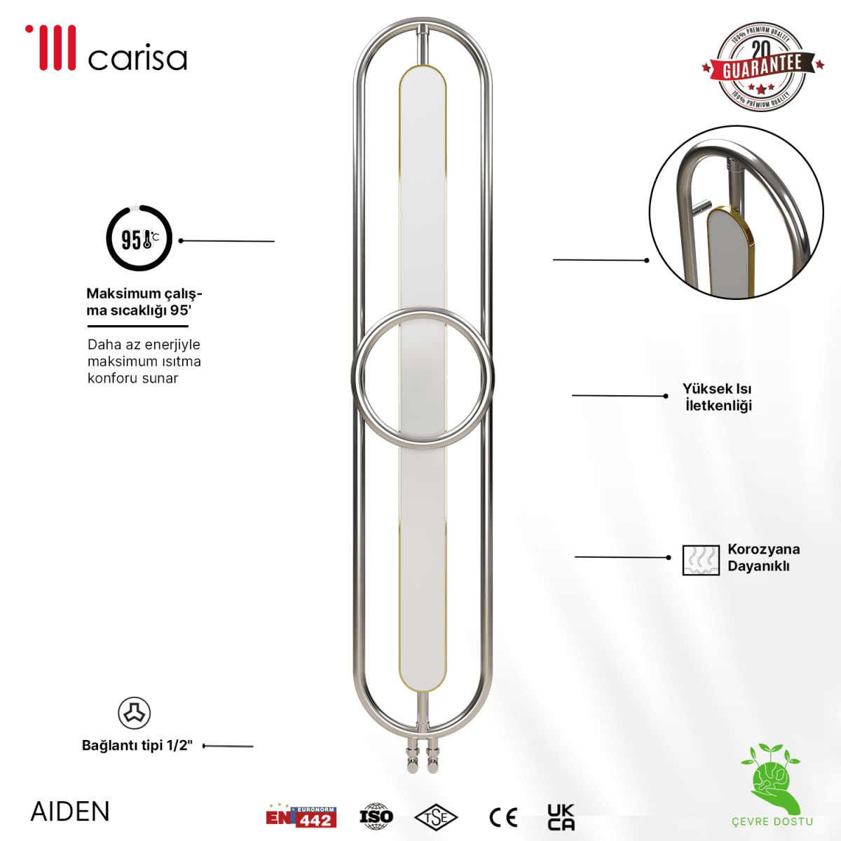 Carisa Aiden Paslanmaz Çelik Havlupan Modern Tasarım Ayna Polisaj - carisa