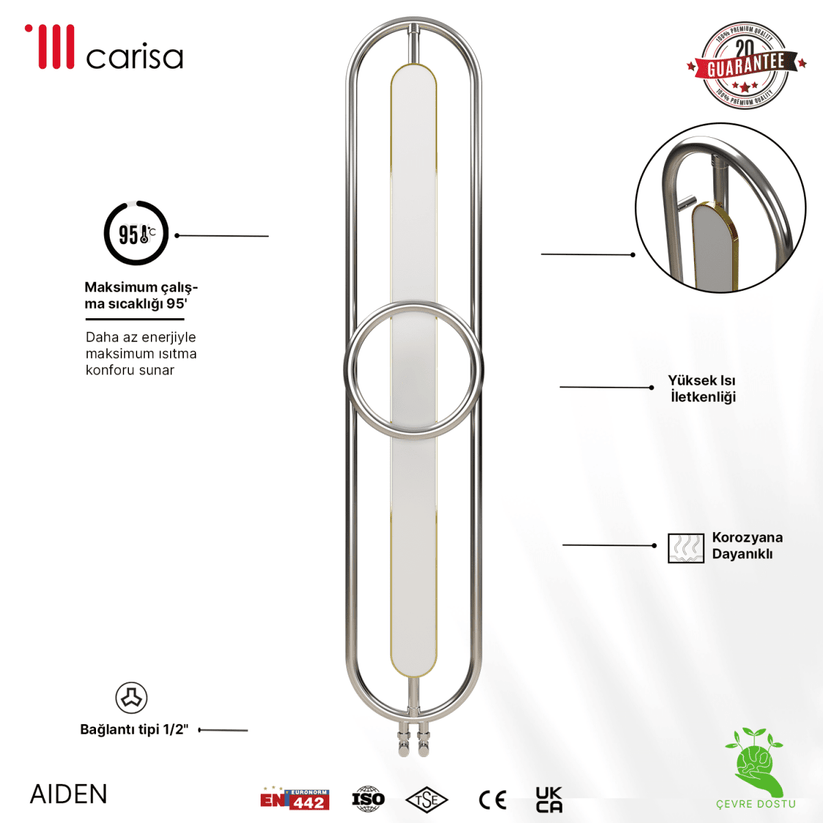 Carisa Aiden Paslanmaz Çelik Havlupan Modern Tasarım Ayna Polisaj - carisa