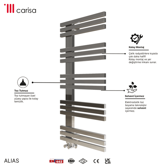 Carisa Alias Paslanmaz Çelik Havlupan Modern Tasarım Ayna Polisaj - carisa