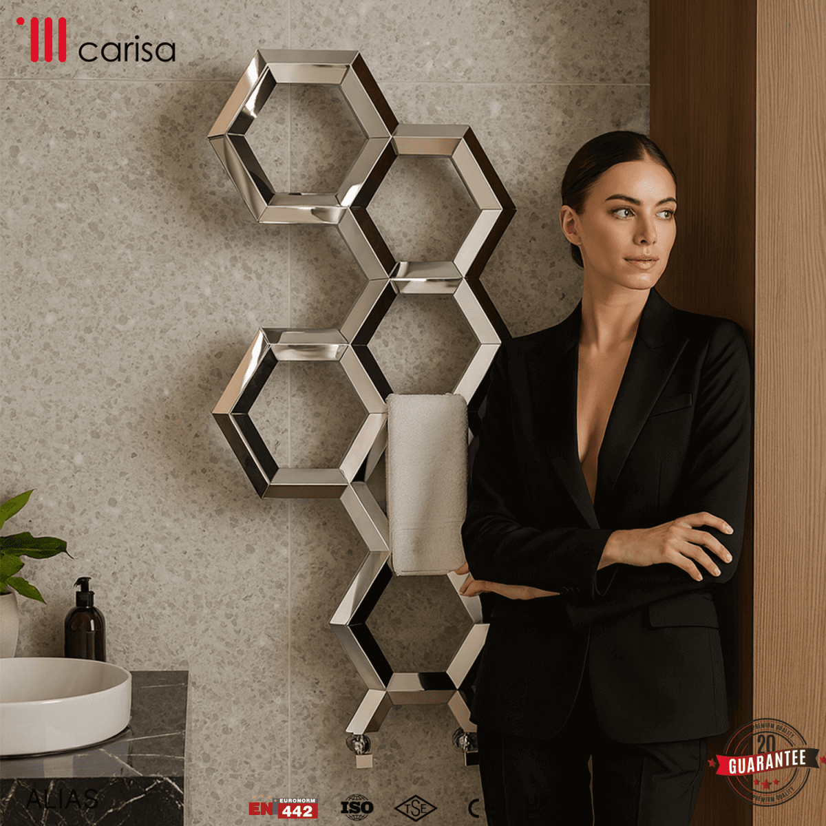 Carisa Alveole Paslanmaz Çelik Havlupan Modern Tasarım Ayna Polisaj - carisa