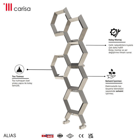 Carisa Alveole Paslanmaz Çelik Havlupan Modern Tasarım Ayna Polisaj - carisa