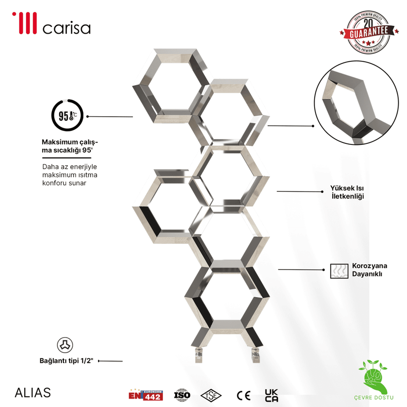 Carisa Alveole Paslanmaz Çelik Havlupan Modern Tasarım Ayna Polisaj - carisa