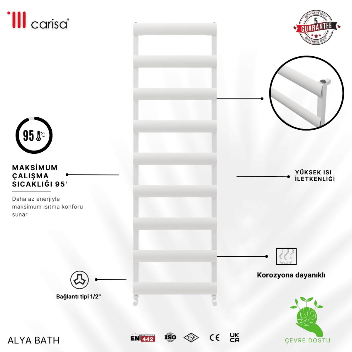 Carisa Alya Bath Alüminyum Havlupan Beyaz Standart Bağlantı - carisa