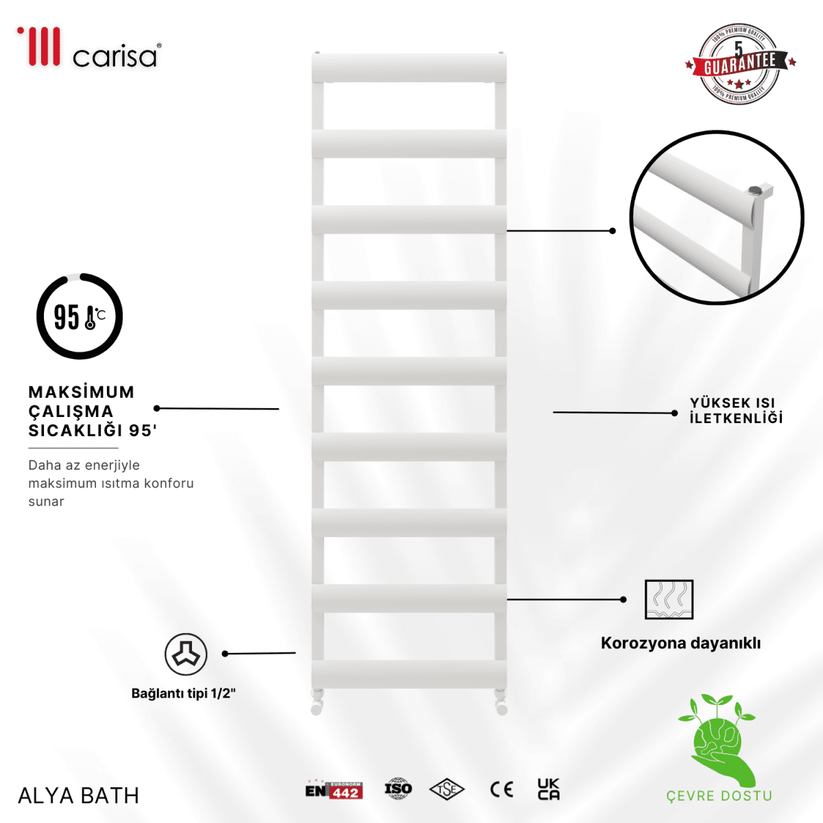 Carisa Alya Bath Alüminyum Havlupan Beyaz Standart Bağlantı - carisa