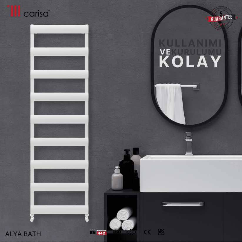 Carisa Alya Bath Alüminyum Havlupan Beyaz Standart Bağlantı - carisa