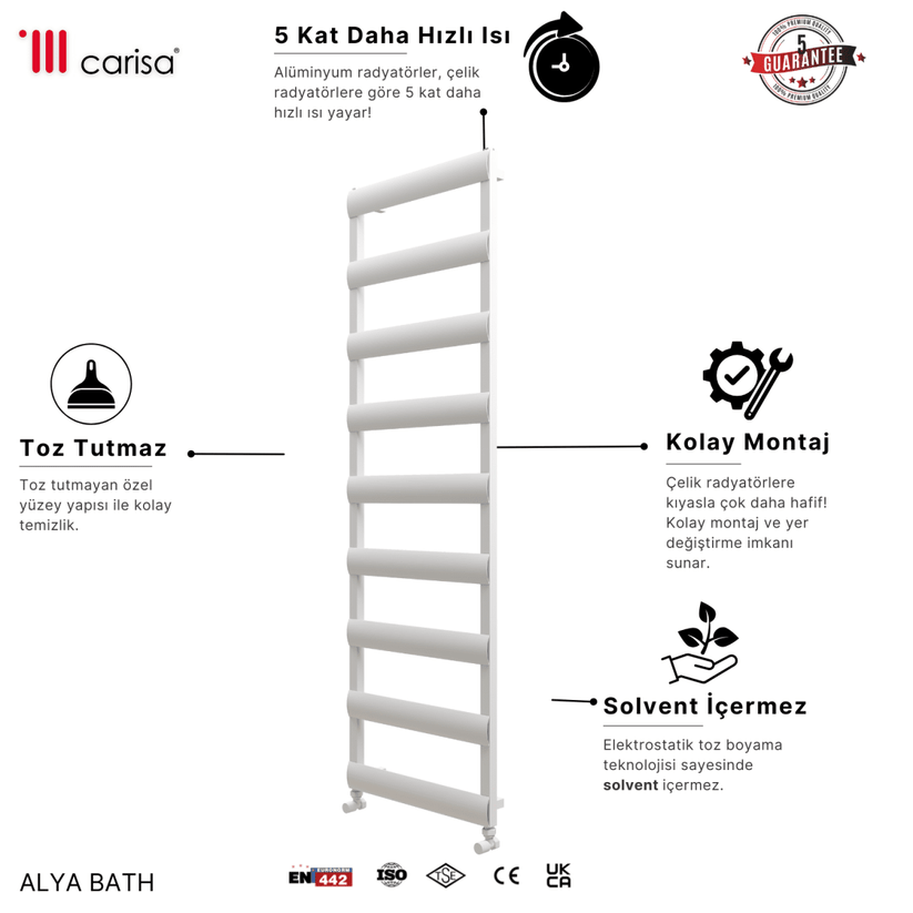 Carisa Alya Bath Alüminyum Havlupan Beyaz Standart Bağlantı - carisa