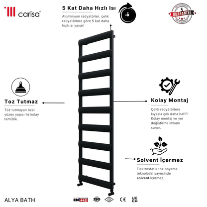 Carisa Alya Bath Alüminyum Havlupan Siyah Standart Bağlantı - carisa