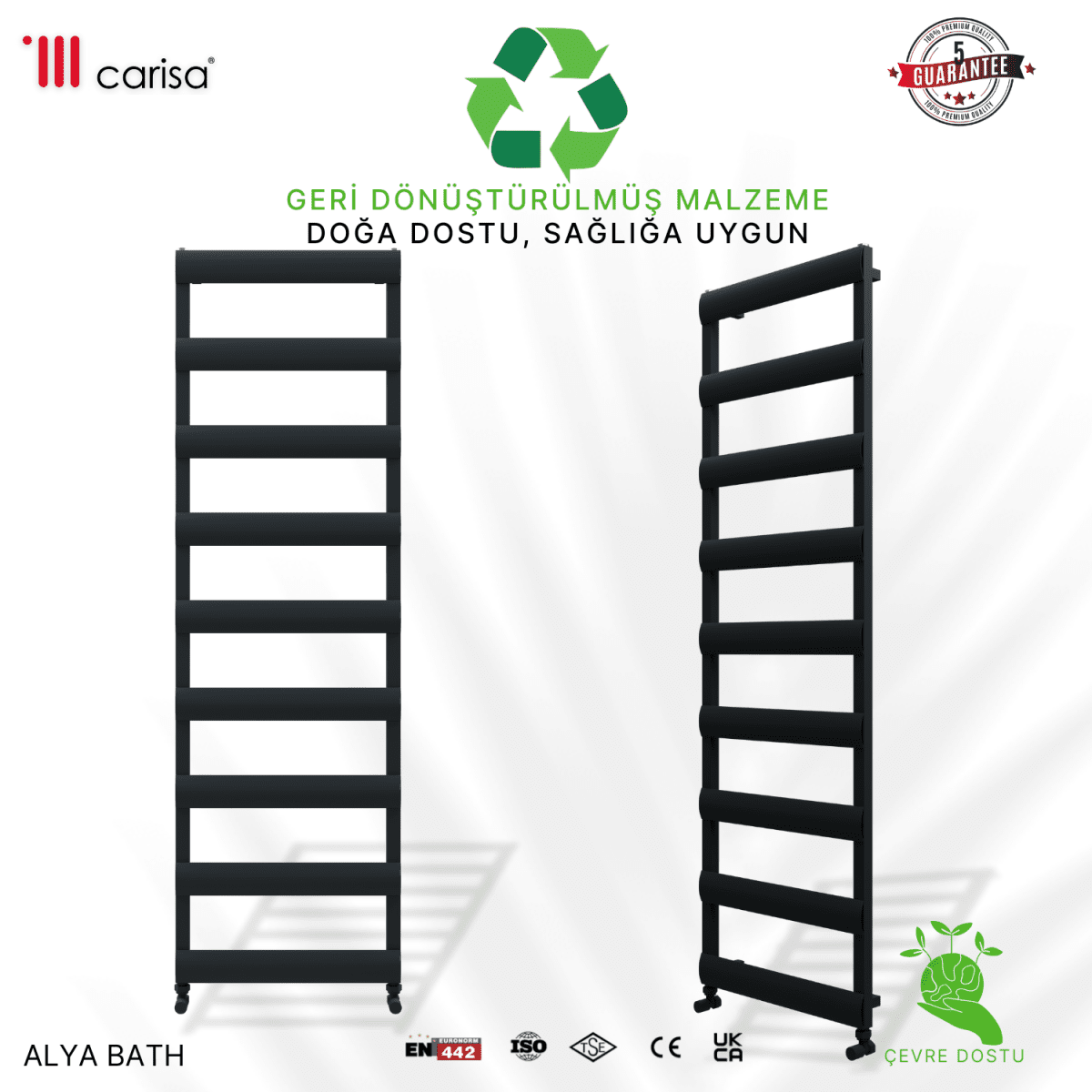Carisa Alya Bath Alüminyum Havlupan Siyah Standart Bağlantı - carisa