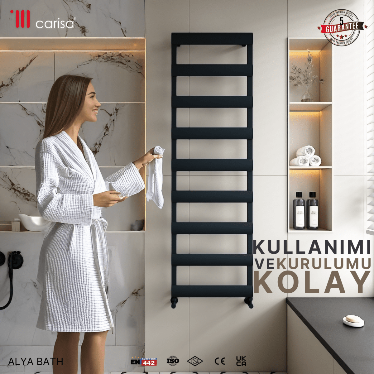 Carisa Alya Bath Alüminyum Havlupan Siyah Standart Bağlantı - carisa