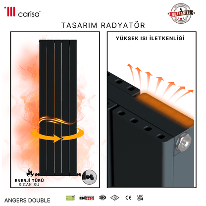 Carisa Angers Double Dikey Alüminyum Radyatör Modern Tasarım Antrasit - carisa