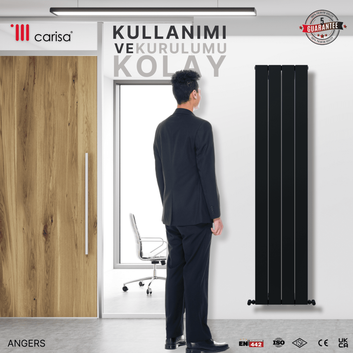 Carisa Angers Dikey Alüminyum Radyatör Modern Tasarım Siyah - carisa