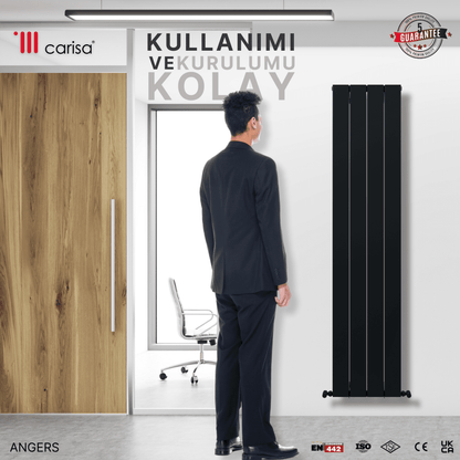Carisa Angers Dikey Alüminyum Radyatör Modern Tasarım Siyah - carisa