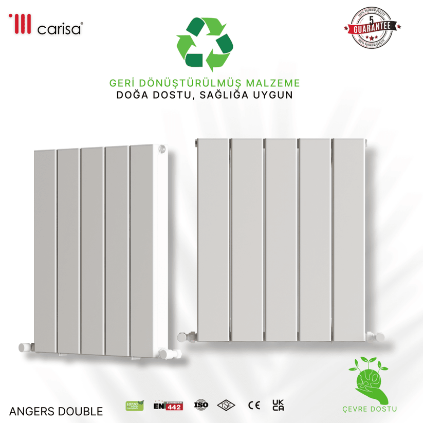 Carisa Angers Double Alüminyum Radyatör Beyaz Standart Bağlantı - carisa