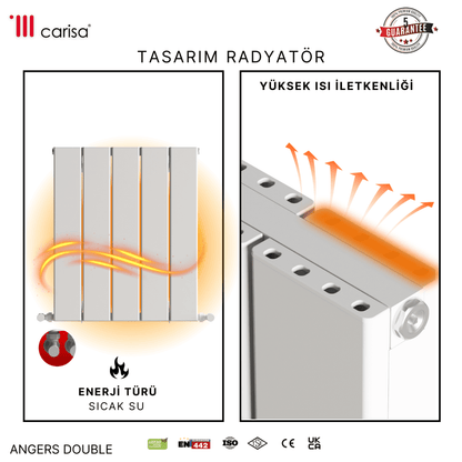 Carisa Angers Double Alüminyum Radyatör Beyaz Standart Bağlantı - carisa
