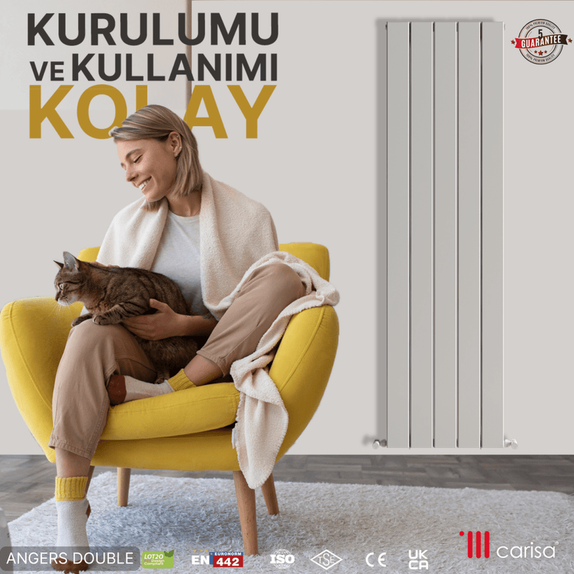 Carisa Angers Double Dikey Alüminyum Radyatör Modern Tasarım Beyaz - carisa