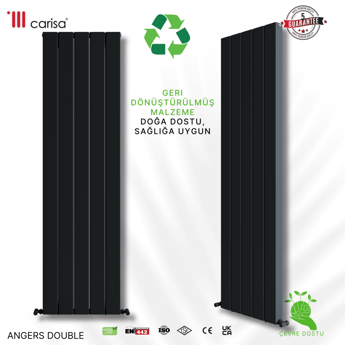 Carisa Angers Double Dikey Alüminyum Radyatör Modern Tasarım Siyah - carisa