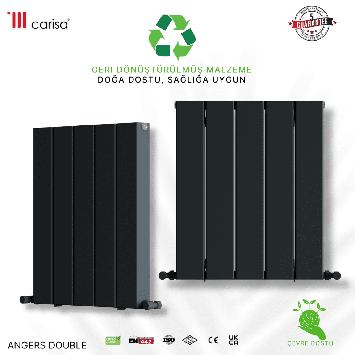 Carisa Angers Double Yatay Alüminyum Radyatör Modern Tasarım Siyah - carisa