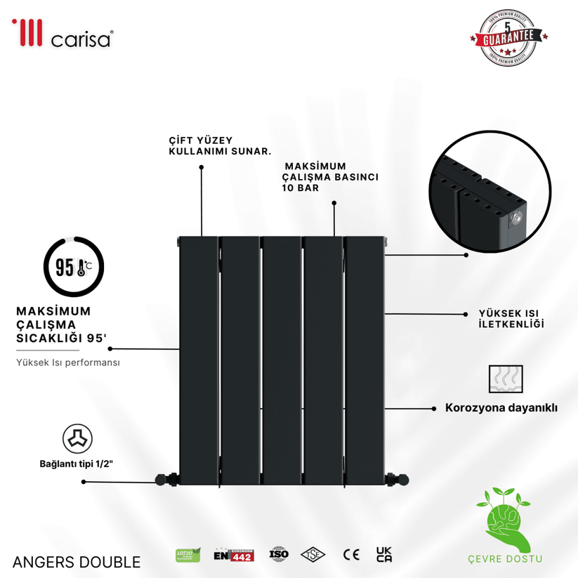 Carisa Angers Yatay Alüminyum Radyatör Modern Tasarım Antrasit - carisa