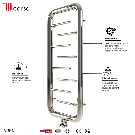 Carisa Aren Paslanmaz Çelik Havlupan Modern Tasarım Ayna Polisaj - carisa