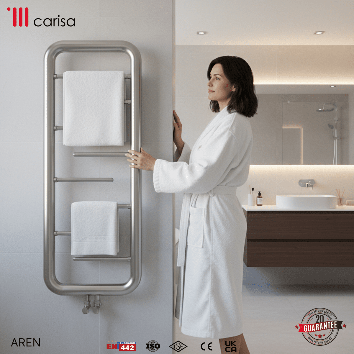 Carisa Aren Paslanmaz Çelik Havlupan Modern Tasarım Satine - carisa
