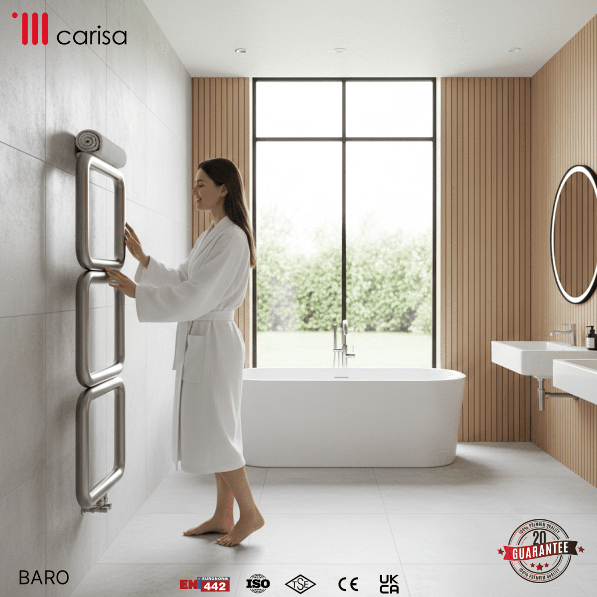 Carisa Baro Paslanmaz Çelik Havlupan Modern Tasarım Satine - carisa
