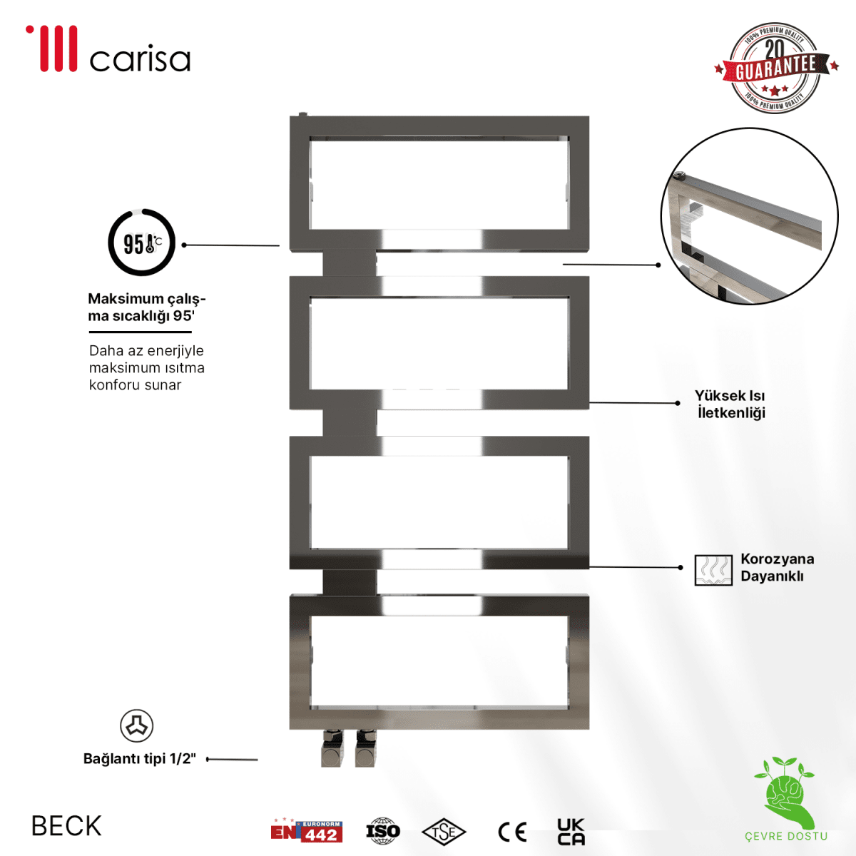 Carisa Beck Paslanmaz Çelik Havlupan Modern Tasarım Ayna Polisaj - carisa