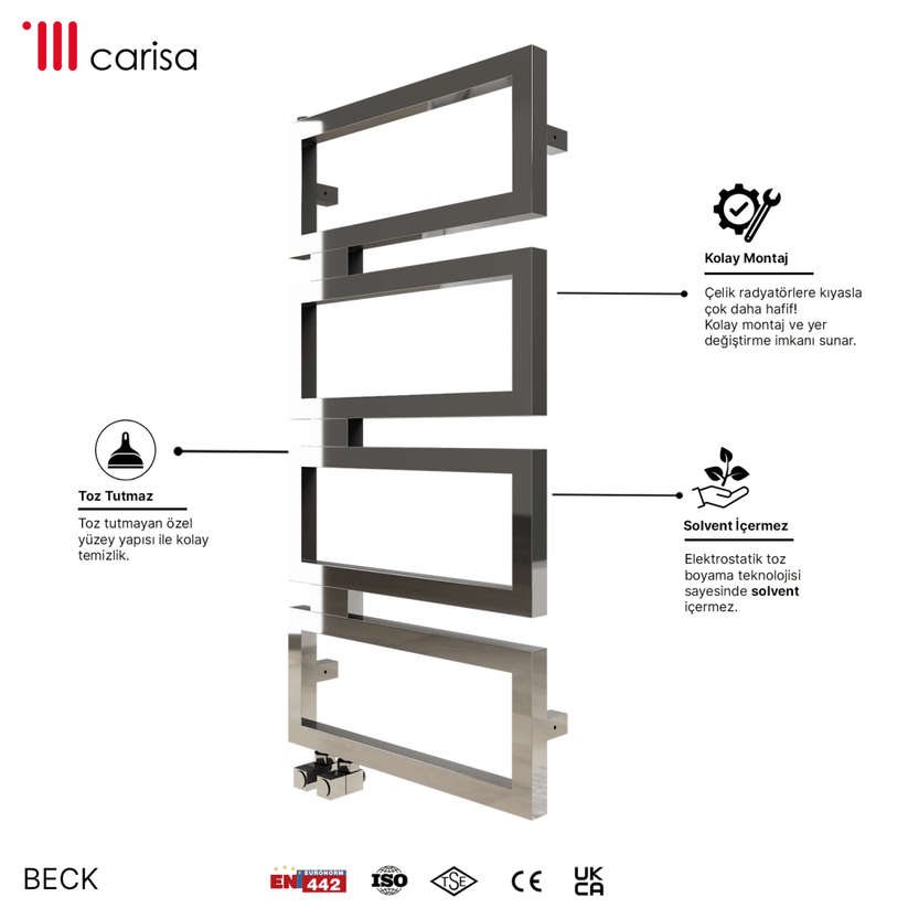 Carisa Beck Paslanmaz Çelik Havlupan Modern Tasarım Ayna Polisaj - carisa